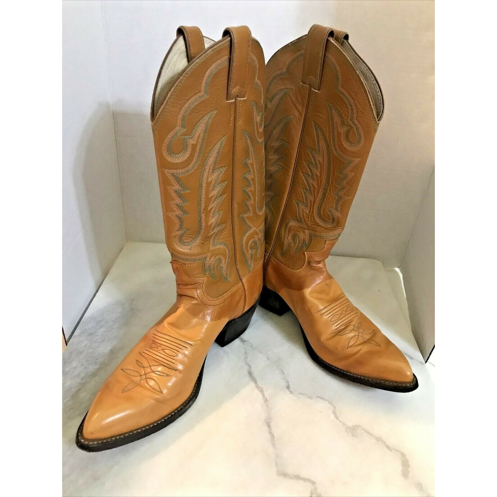Justin Y0004 Kangaroo Skin Western Cowboy Boots 8.5D Pointed J Toe - Rare